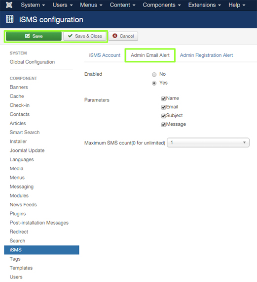 Install iSMS with Joomla Malaysia