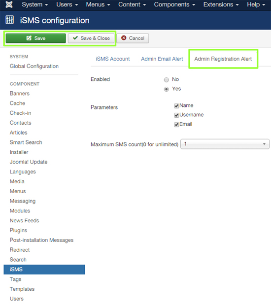 Install iSMS with Joomla Malaysia
