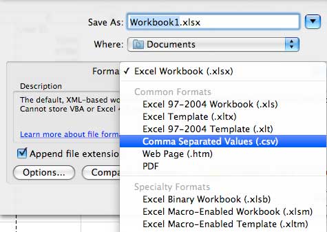 xml for excel on mac